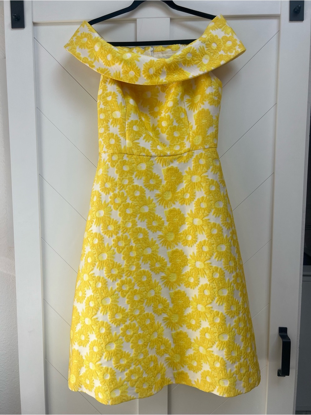 Calvin Klein Yellow Floral Off-Shoulder Midi Dress